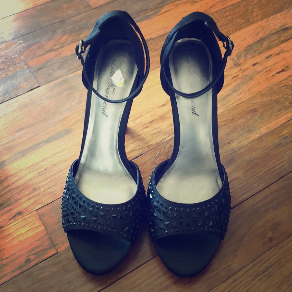 Black embellished heels